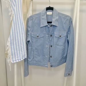 Liz Claiborne Light Blue Gingham Jean Jacket